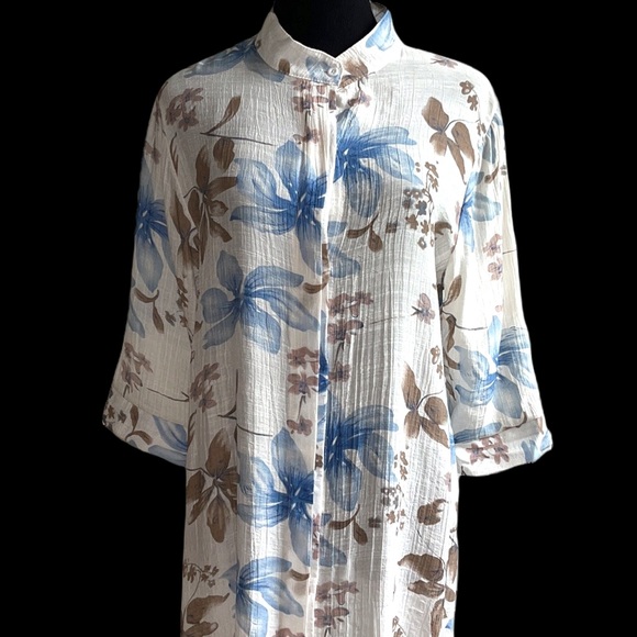 Floral Choker collar  button down dress - Picture 5 of 8